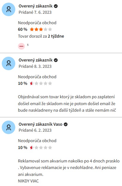 Akvariumonline.sk hodnotenie